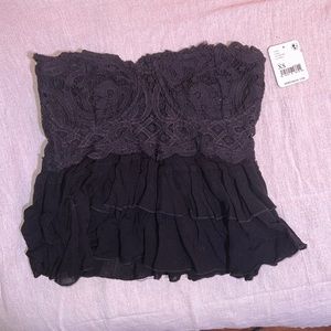 Free People Intimately - Black Adella Tiered Corset Tube Top - XS